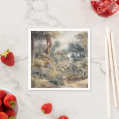 Botanische Szene von Zebras und Löwen in einer Oas Serviette (Beispiel)