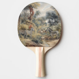 Botanische Szene von Zebras und Löwen in einer Oas Tischtennis Schläger