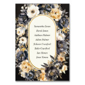 Botanische Tafelkarte für Schwarz-weiße und golden Tischnummer (Rückseite)