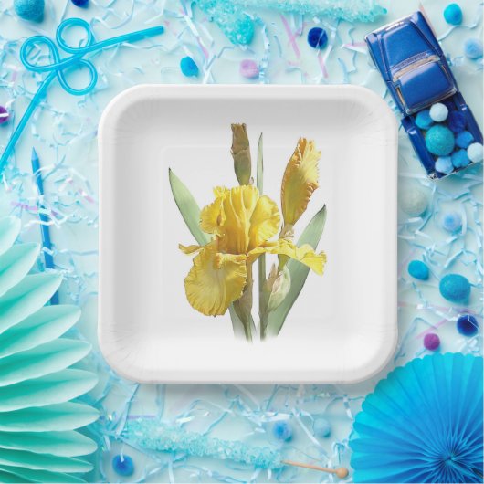 Botanische Teller aus Yellow Bartded Iris (Party)