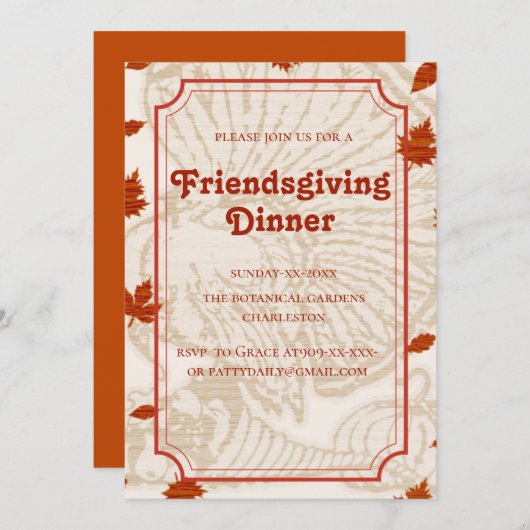 Botanische Teracotta-Töne Freundlichkeit Einladung (Vorne/Hinten)