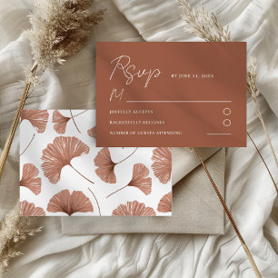 Botanische Terracotta Ginkgo Leaf Wedding RSVP Car