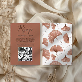 Botanische Terracotta Ginkgo Leaf Wedding RSVP Car Karte