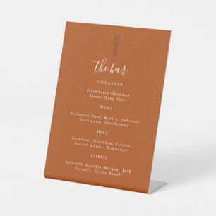 Botanische Terracotta Hochzeit Bar Signature Drink Sockelschild