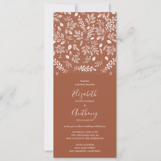 Botanische Terrakotta auf einer Hochzeit Einladung (Vorderseite)