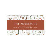 Botanische Terrakotta auf Weihnachten Adressaufkleber (Vorne)