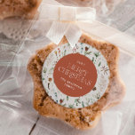 Botanische Terrakotta auf Weihnachten Runder Aufkleber<br><div class="desc">Weihnachtsgrün Aquarell botanische florale dunkle Moody moderne natürliche Creme und Terracotta Urlaub Geschenksticker Gusto Design Gefallen Design.</div>
