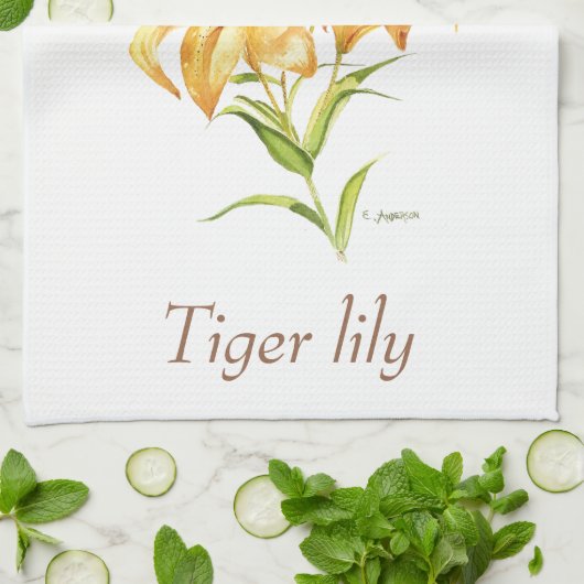 Botanische Tigerlilie Geschirrtuch (Gefaltet)