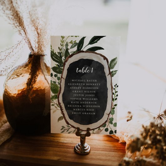 Botanische Tischkarte aus Holz Tischnummer