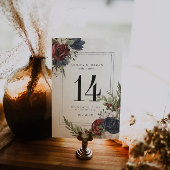 Botanische Tischnummer-Karte Winter Floral Boho Tischnummer