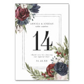 Botanische Tischnummer-Karte Winter Floral Boho Tischnummer (Vorderseite)