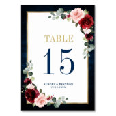 Botanische Tischnummer Navy Blue Blush Pink Rose (Rückseite)