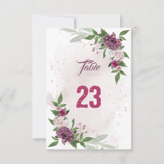 Botanische Tischnummer pink mauve (Vorderseite)
