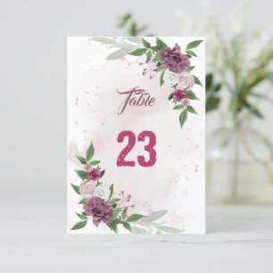 Botanische Tischnummer pink mauve
