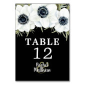 Botanische Tischnummern aus Schwarz-Weiß-Anemonen (Rückseite)