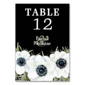 Botanische Tischnummern aus Schwarz-Weiß-Anemonen (Rückseite)