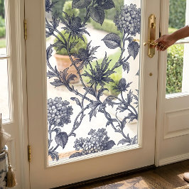 Botanische Toile | Hortensie & Stranddistel Fensteraufkleber