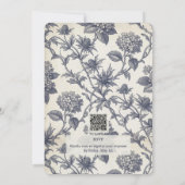 Botanische Toile Hydrangea & Stranddistel Geburtst Einladung (Rückseite)