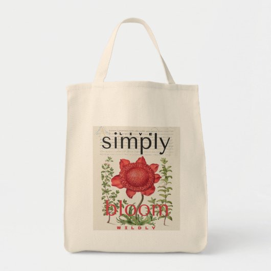 Botanische Tote-Tasche 'Lebe einfach, blühe wild' Tragetasche (Vorne)