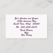 Botanische Trauben, Beeren und Blume Visitenkarte (Rückseite)