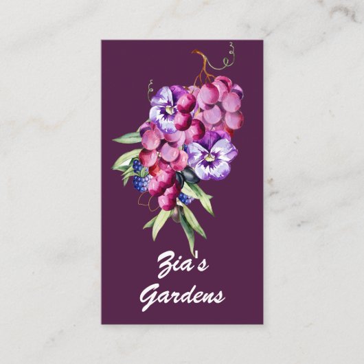 Botanische Trauben, Beeren und Blume Visitenkarte (Vorderseite)