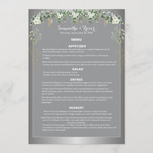 Botanische Träume: Eine botanische Fantasie Menükarte (Vorderseite)