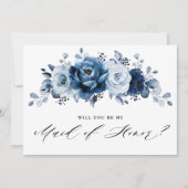 Botanische Trauzeugin von Dusty Blue Slate Einladung (Vorderseite)