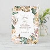 Botanische Tropenblumenhochzeit Einladung (Stehend Vorderseite)