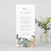 Botanische Tropenblumenhochzeit Menükarte (Stehend Vorderseite)