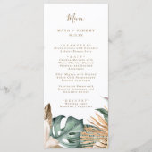 Botanische Tropenblumenhochzeit Menükarte (Vorderseite)