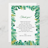 Botanische tropische Babyparty danken Ihnen zu Dankeskarte (Vorne/Hinten)