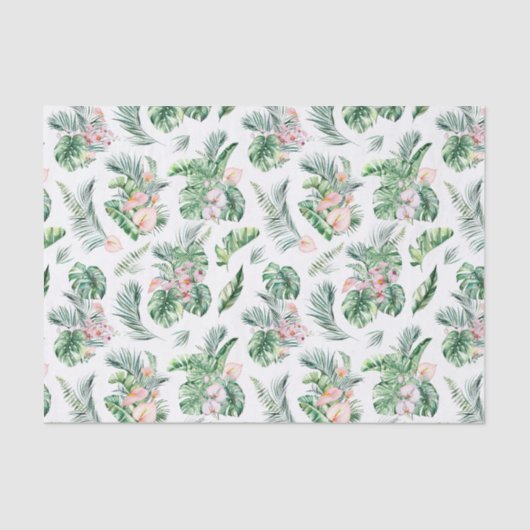 Botanische tropische Blätter und Blume Seidenpapier (Vorderseite)