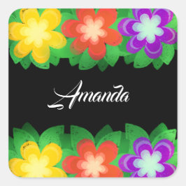 Botanische tropische Blume Quadratischer Aufkleber