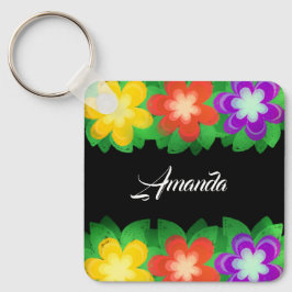 Botanische tropische Blume Schlüsselanhänger