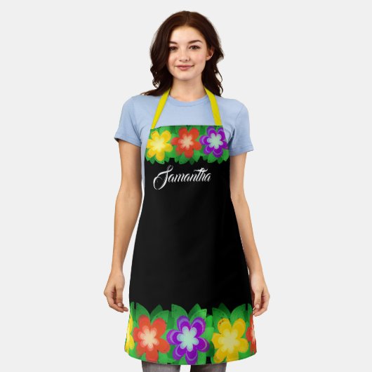 Botanische tropische Blume Schürze (Getragen)