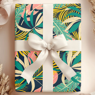 Botanische tropische Sommerpalmenblätter Geschenkpapier