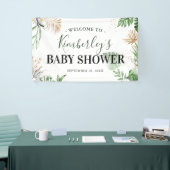 Botanische tropische Vegetation & Gold Baby Dusche Banner (Messeveranstaltung)