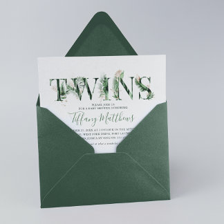 Botanische tropische Vegetation Twins Kinderdusche Einladung