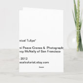 Botanische Tulpen mit Origami Friedenskränen Karte (Rückseite)
