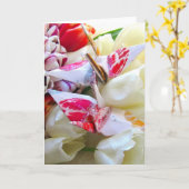 Botanische Tulpen mit Origami Friedenskränen Karte (Gelbe Blume)