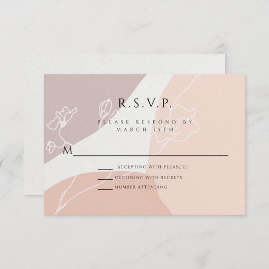 Botanische UAWG-Antwortkarte für moderne Blush Pea RSVP Karte (Vorne/Hinten)