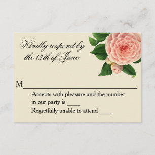 Botanische UAWG Vintag Camellia RSVP Karte