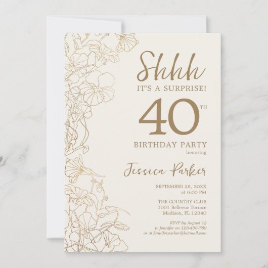 Botanische Überraschung des Elfenbeingolds am 40.  Einladung (Vorderseite)