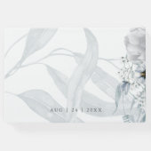 Botanische und florale Wasserfarbe in Dusty Blue Gästebuch (Rückseite)