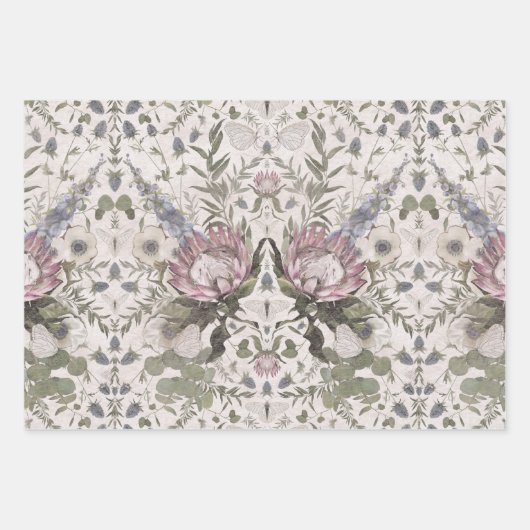 Botanische und Schmetterlingsdekouation Geschenkpapier Set (Vorderseite)