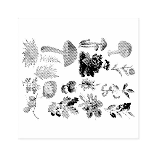Botanische und Vintage Pilze Gummistempel (Prägung)