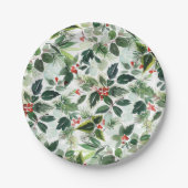 Botanische Variegation Winterberry Muster Weihnach Pappteller (Vorderseite)