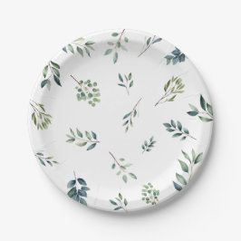 Botanische Vegetation Blätter Aquarell Brautparty Pappteller