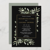 Botanische Vegetation Blätter Paare Dusche Einladung (Vorne/Hinten)