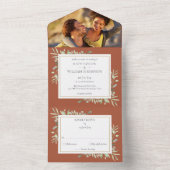 Botanische Vegetation Blätter Terracotta Foto Hoch All In One Einladung (Innen Boden)